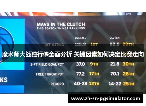 魔术师大战独行侠全面分析 关键因素如何决定比赛走向